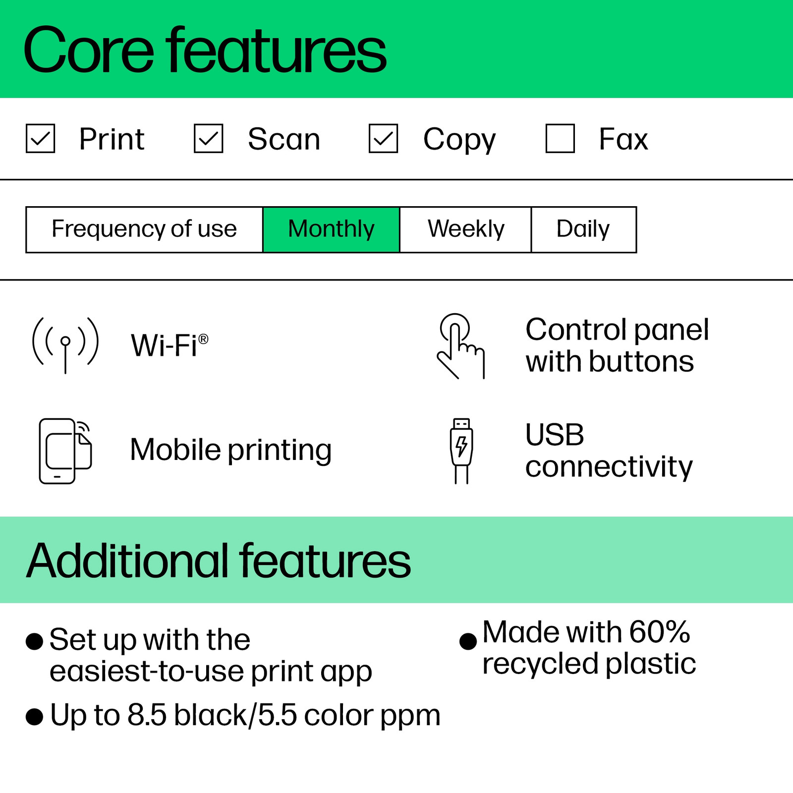 HP DeskJet 4255e All-in-One Inkjet Printer, Color Mobile Print, Copy, Scan Up to