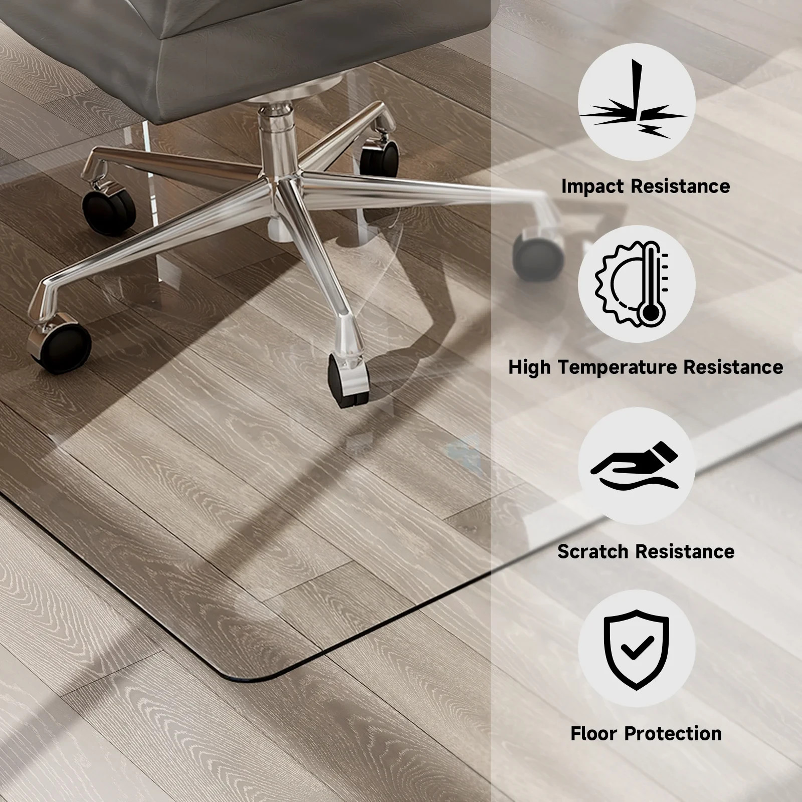 36.1" x 46" Heavy Duty Hard Tempered Glass Mat Glass Chair Mat,Clear