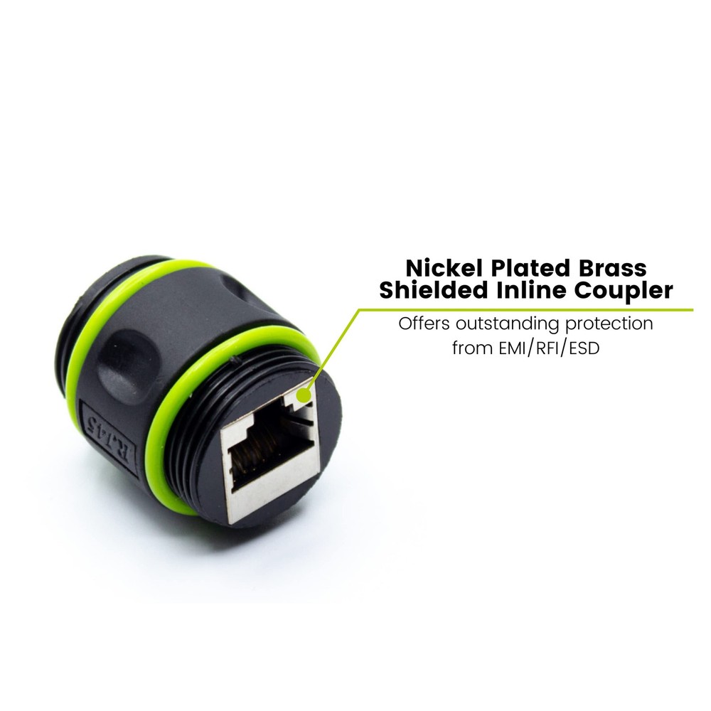 trueCABLE Cat6 Waterproof Inline Coupler, Shielded (STP), IP68 , PoE++ (4PPoE...