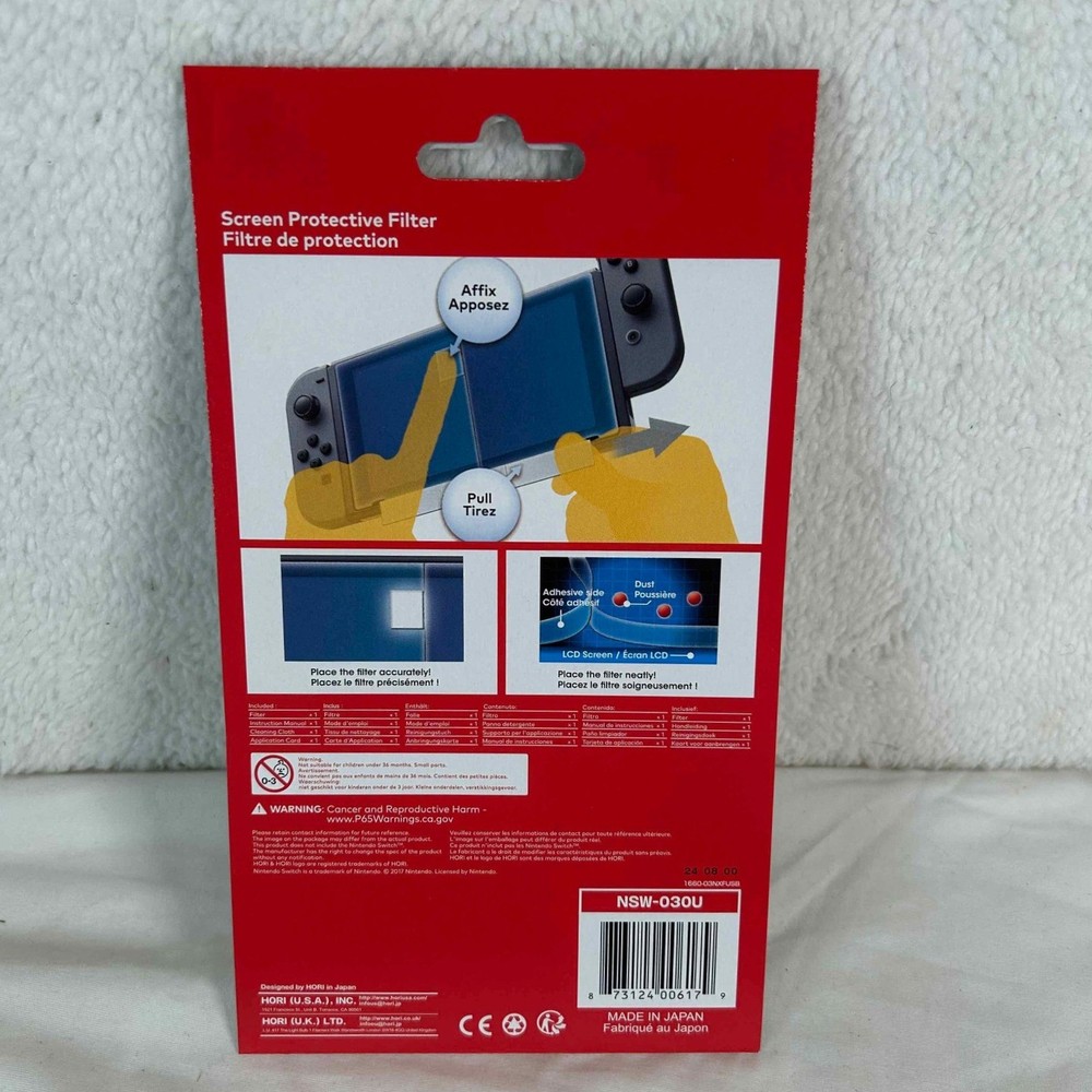 Hori Nintendo Switch Screen Protective Filter Easy Application