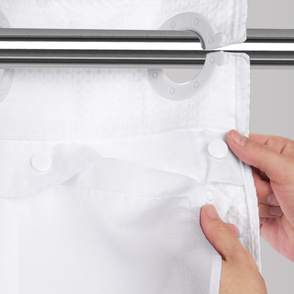 Hookless It's A Snap! Polyester Fabric Snap-In Replacement Shower Curtain Lin...