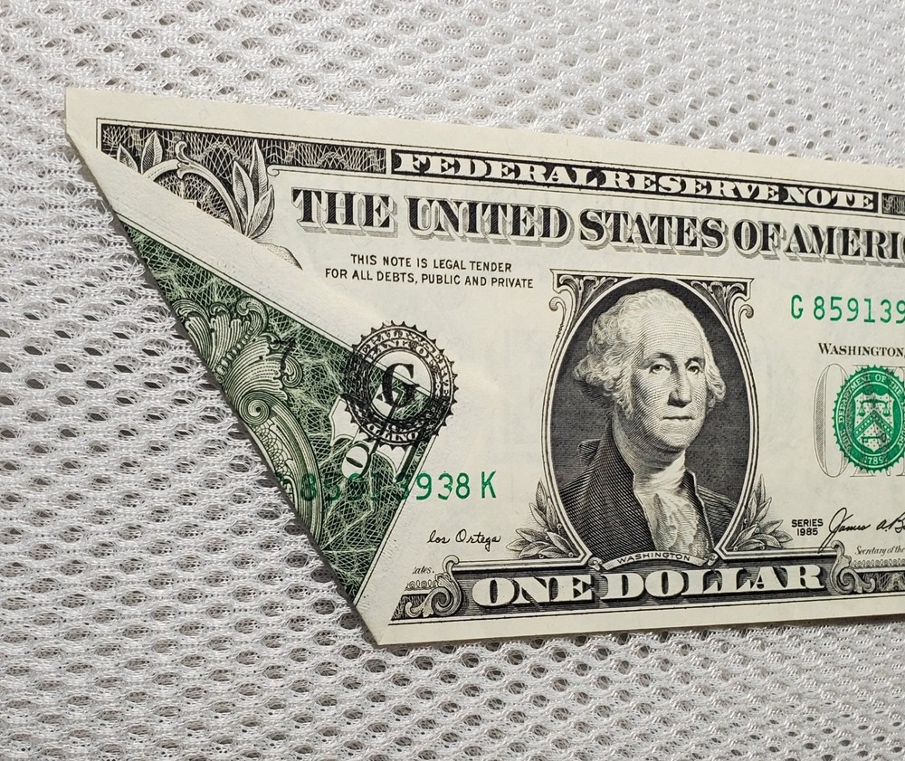 Printed Fold Error 1985 $1 FRN Error Note Nice Crisp Fold Over Error Note AU/UNC