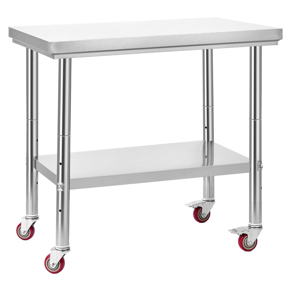 VEVOR Stainless Steel Table 24 x 35.4 in Kitchen Prep Table with Wheels