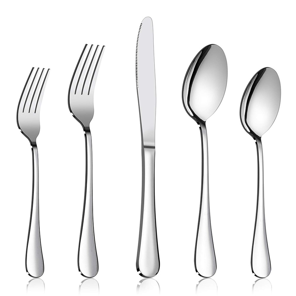 Silverware Set Service for 2, E-far 10-Piece Stainless Steel Flatware Set Cutler