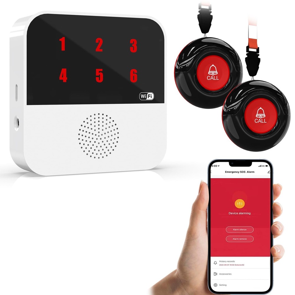 WiFi Smart Wireless Caregiver Pagers for Elderly Alert Button That Calls Cell...
