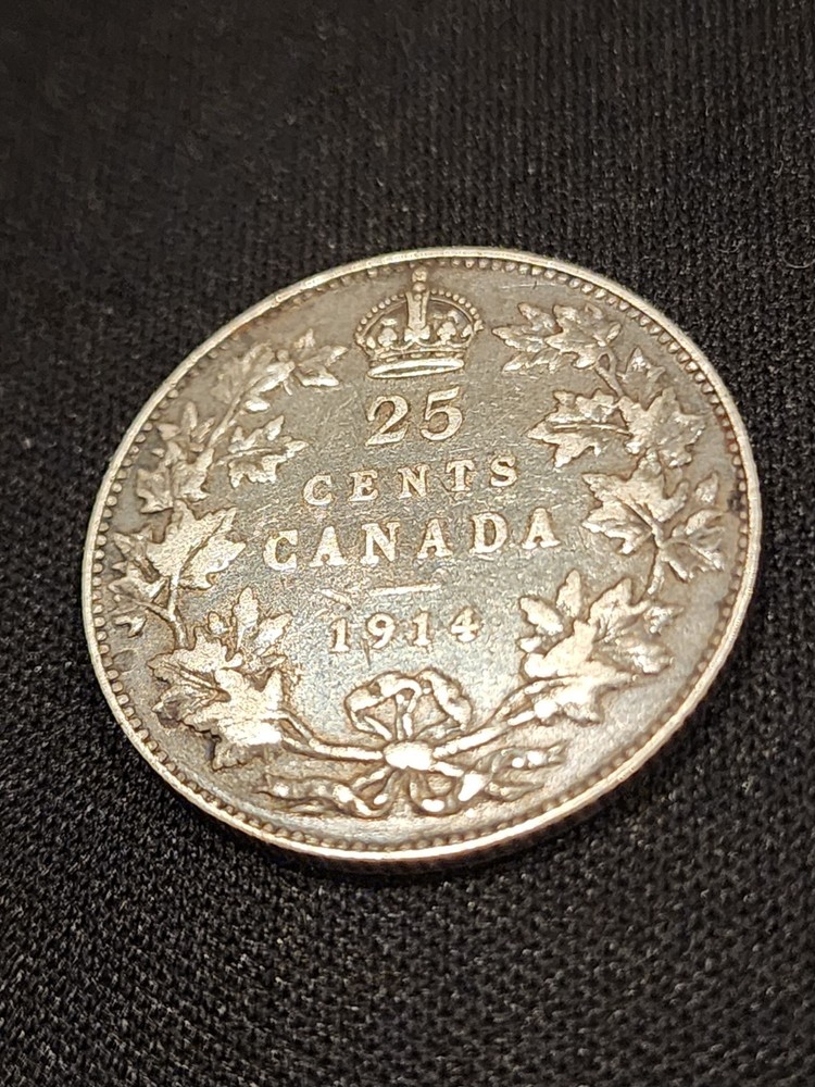 1914 Canada 25 Cents Silver Coin