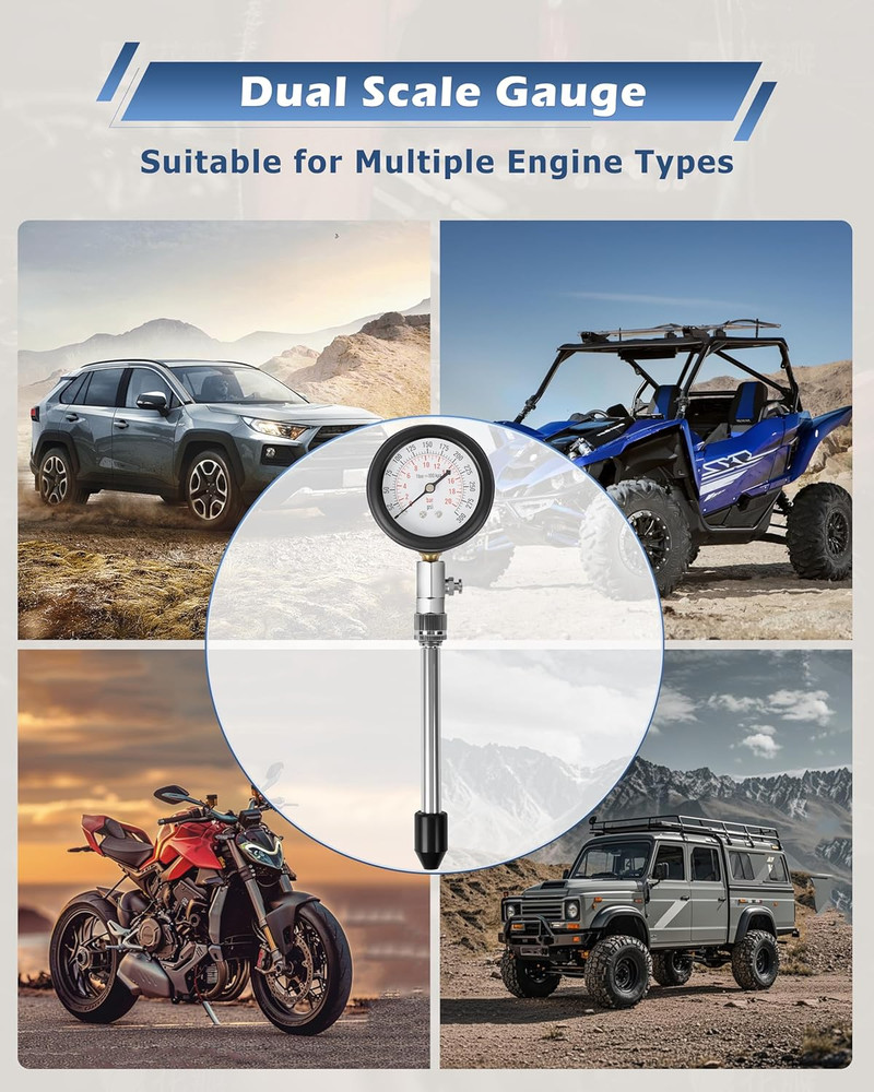 8Pcs Professional Petrol Engine Compression Tester Kit Set for Car Motorcycle