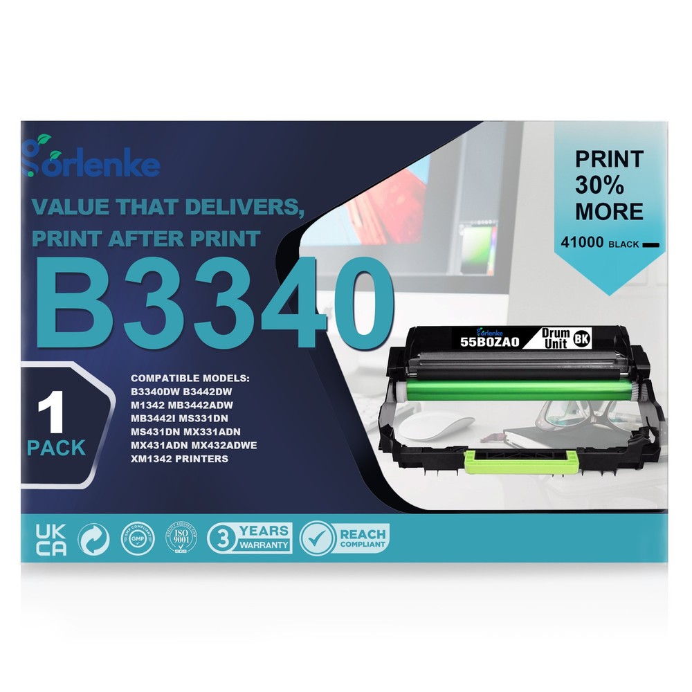 Compatible 55B0ZA0 Black Drum Unit (1-Pack) for Lexmark Printers MS331dn