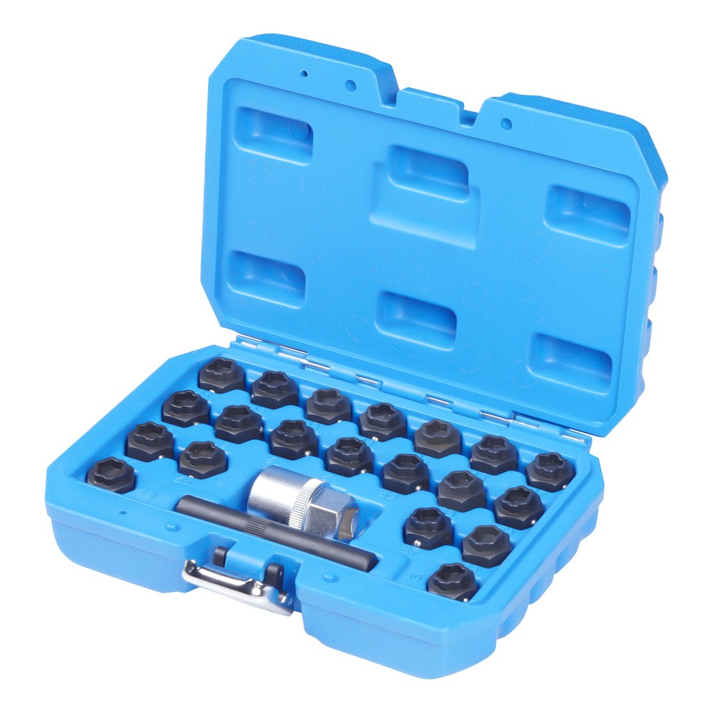 22pc Wheel Locking Lug Nut Master Key Set Lock Removal Tool For BMW Universal