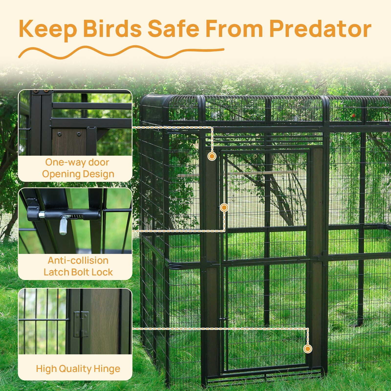 7.2ft Large Walk in Bird Cage Huge Parrot Macaw Aviary Finch Outdoor Birdcage