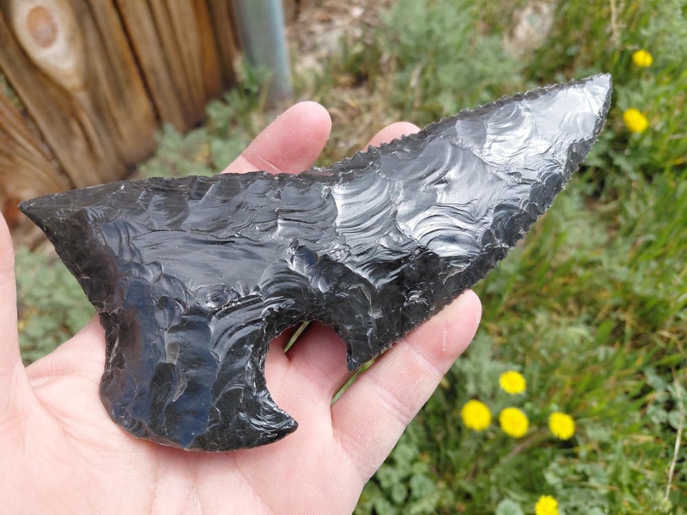 Two 7 Inch Obsidian Blades. Flintknapping, Arrowheads