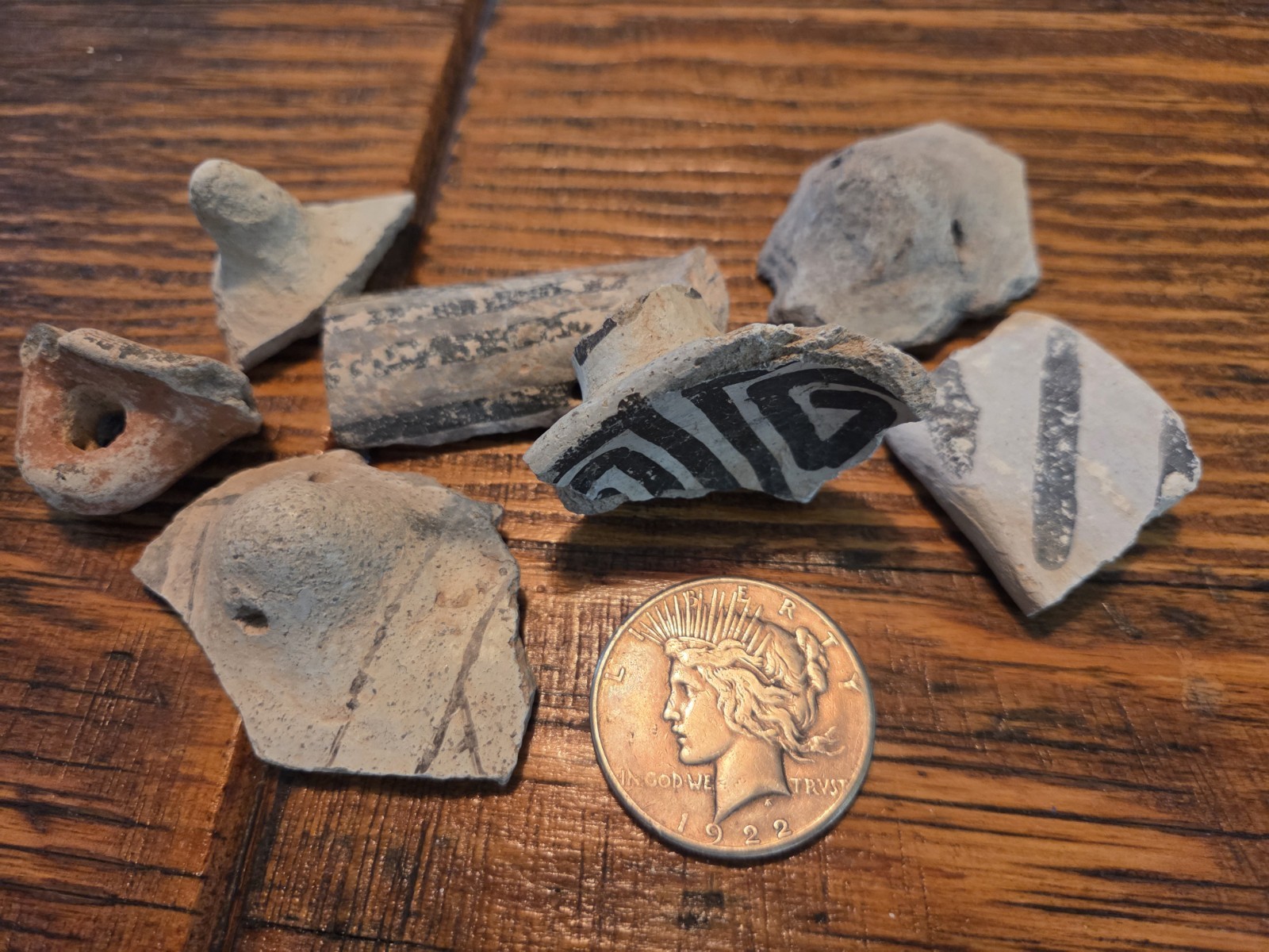 Prehistoric Anasazi Black On White Pottery Partial Ladle Dipper Handle Arizona