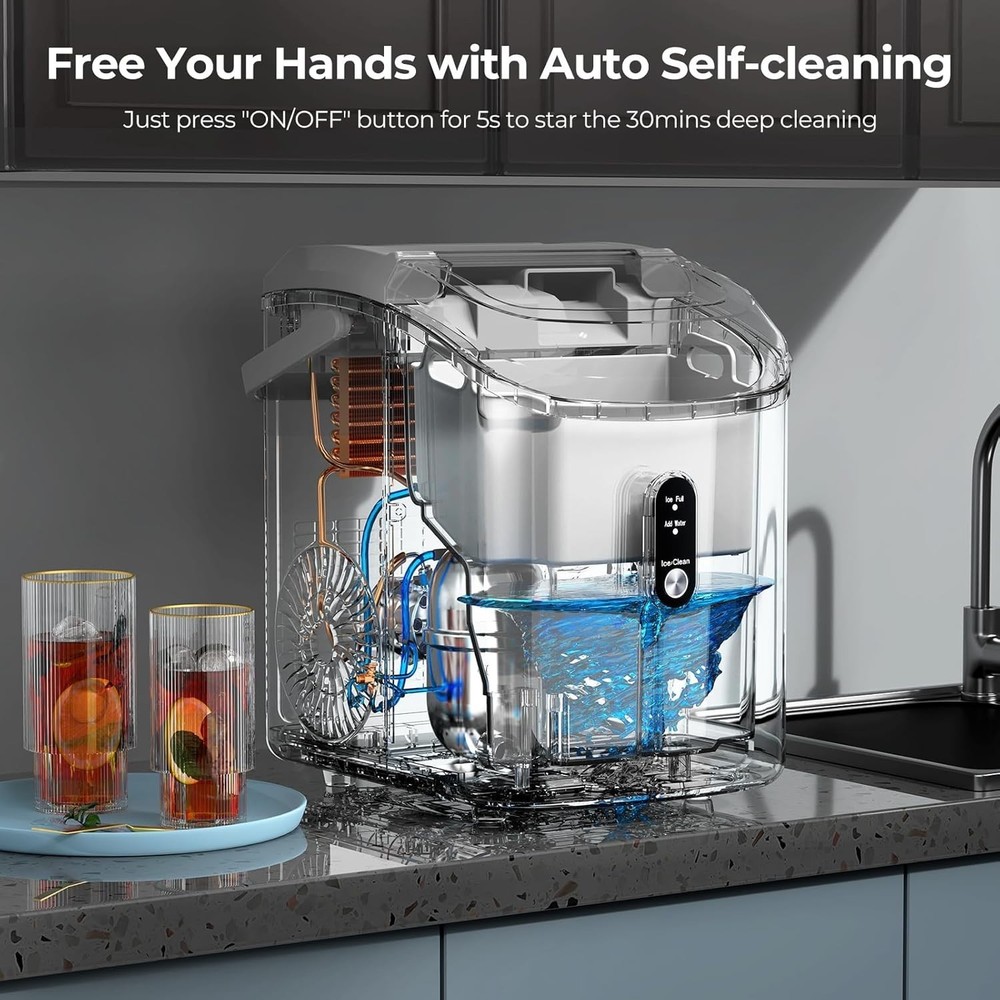 Ice Maker Countertop, 35.5Lbs/24Hrs Chewable Sonic Ice Machine