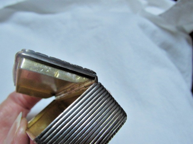 Antique Silver Snuff Box Embossed/Engraved 3”