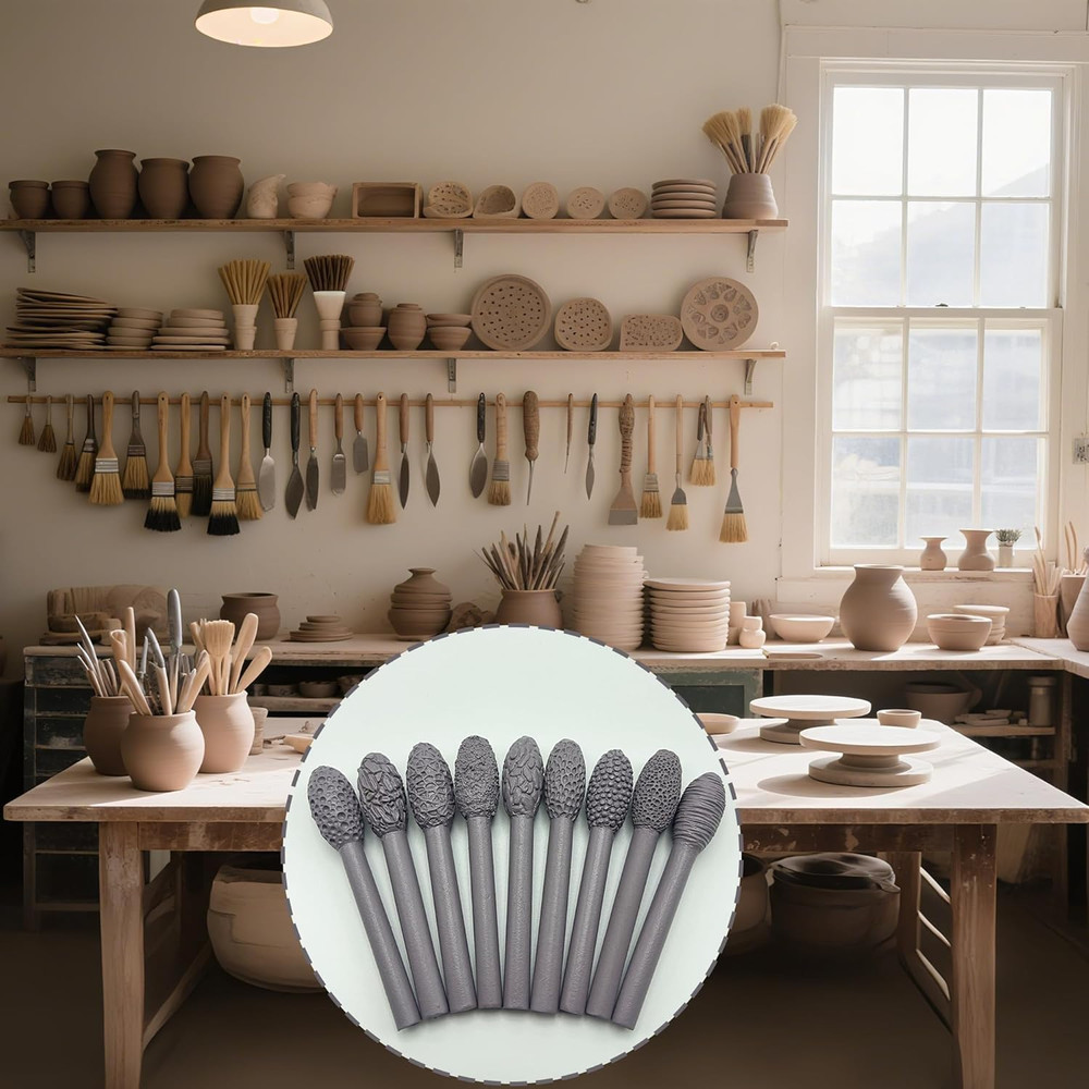 Texture Tool Sets for Clay Art - Oval Clay Modeling Pattern Rollers Kit with ...