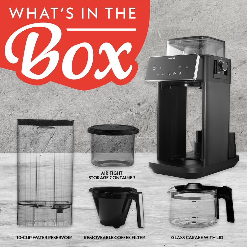 Gourmia 10 Cup Programmable Grind & Brew Coffee Maker with Burr Grinder