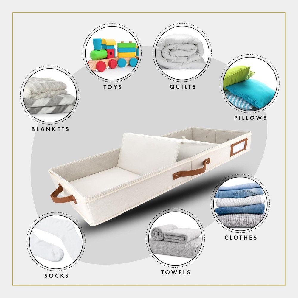 2pc Low Profile Under Bed Storage Containers, Thin Under Couch Storage Organi...