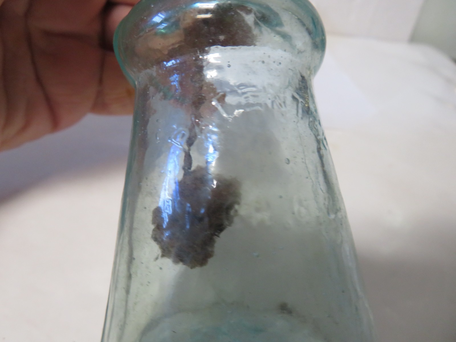 Antique PATENTED MARCH 6 1883, S. M. BIXBY & CO, AQUA BLUE 4" BOTTLE