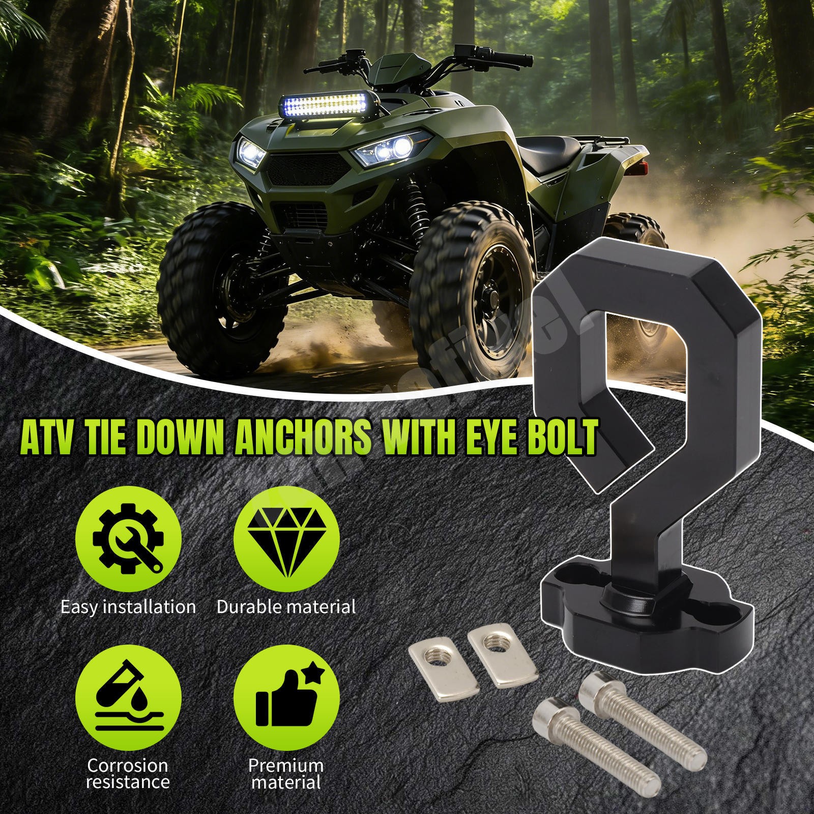 Eye Bolt Tie Down & Accessory Anchor For CFMoto Quick Attach ATV & UTV – 2 Pack