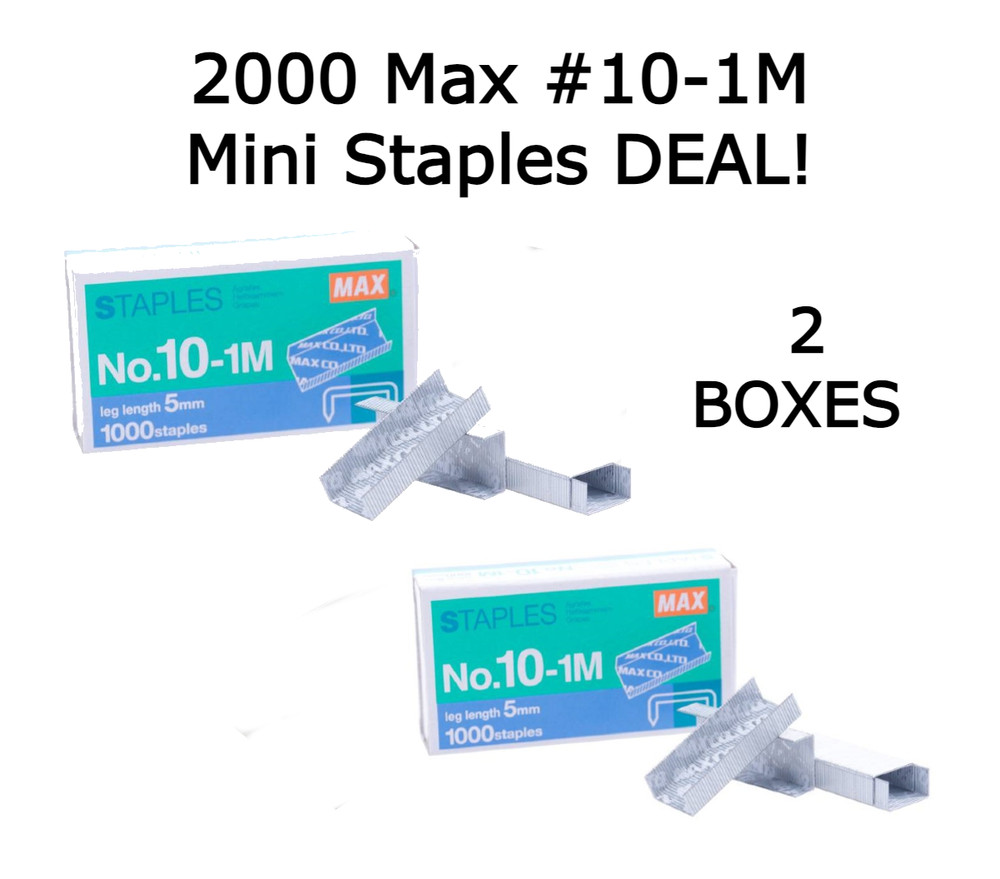 2000 Max #10 Mini Staples For Max HD-10DFL Flat Clinch Stapler 2 Boxes DEAL