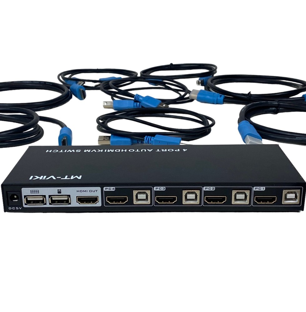 USB 2.0 KVM Switch 4 Port Plug and Play