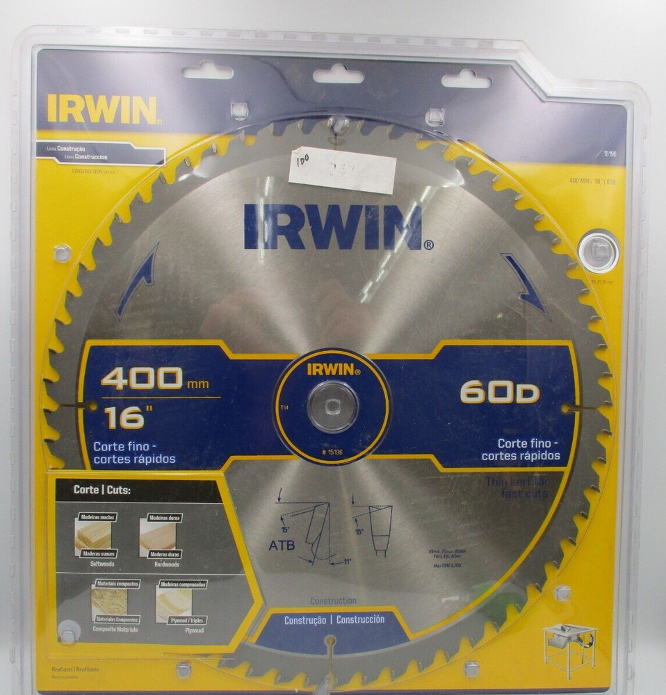 Irwin 16" 60D 400mm Construction Series Saw Blade