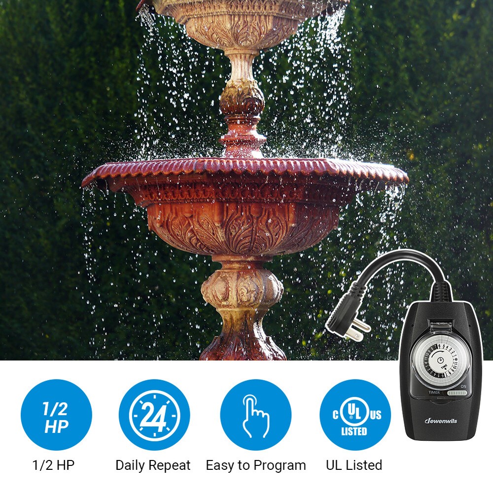 2 Pack Outdoor Programmable Timer Waterproof 24 Hour for Holiday Lighting