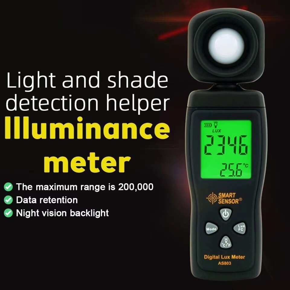 SMART SENSOR Digital Light Meter Luxmeter LCD Handheld UV Radiometer Photometer