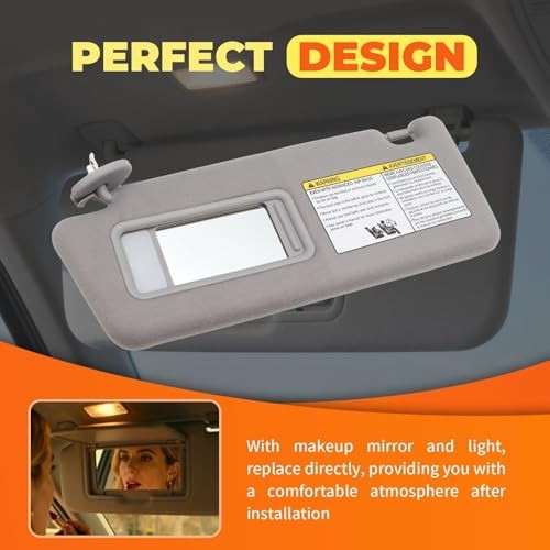 Light Gray Sun Visor Left Driver Compatible with Tacoma 2005 Light Gray (Left)