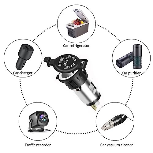 12V Cigarette Lighter Socket - Car Cigarette Lighter Socket with Extension 2PCS