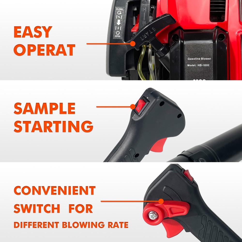 Backpack Gas Leaf Blower,76CC,660CFM,200MPH