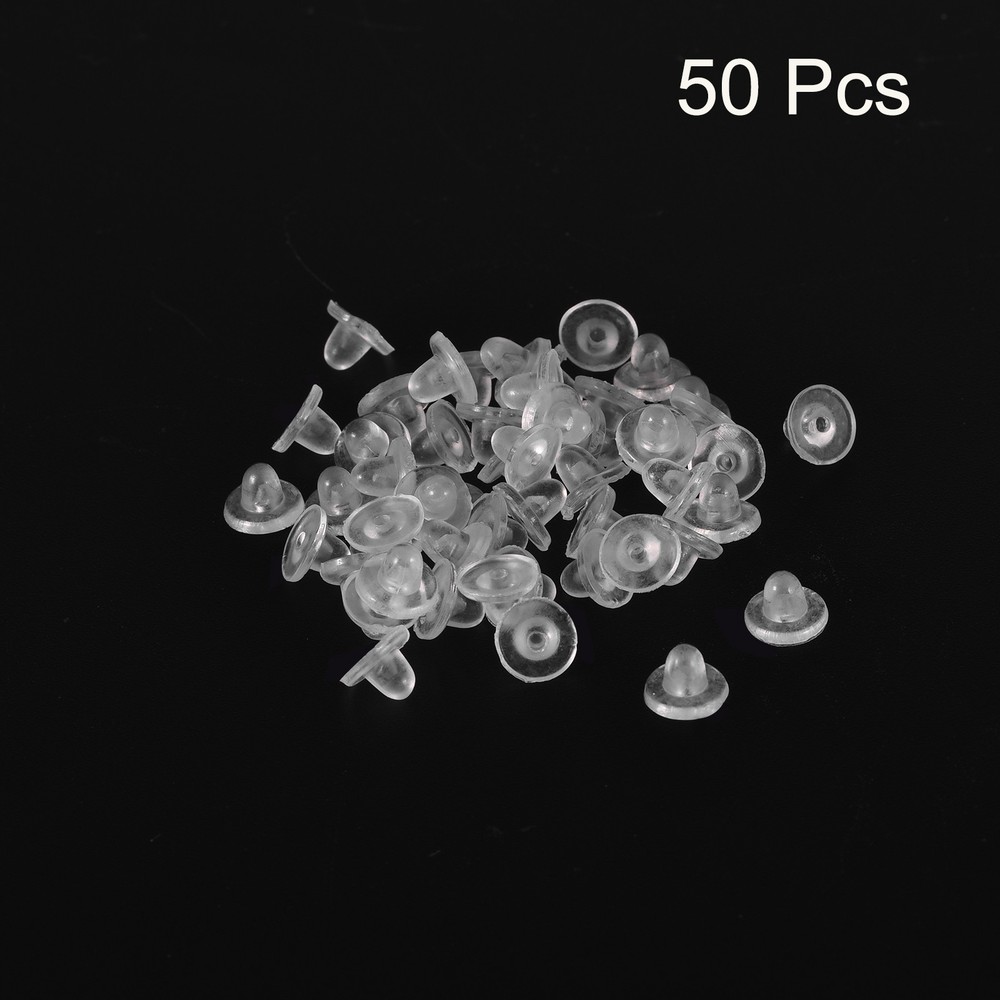 Earring Backs, 50pcs - Silicone Soft Earring Backs for Studs (Clear,8mm)