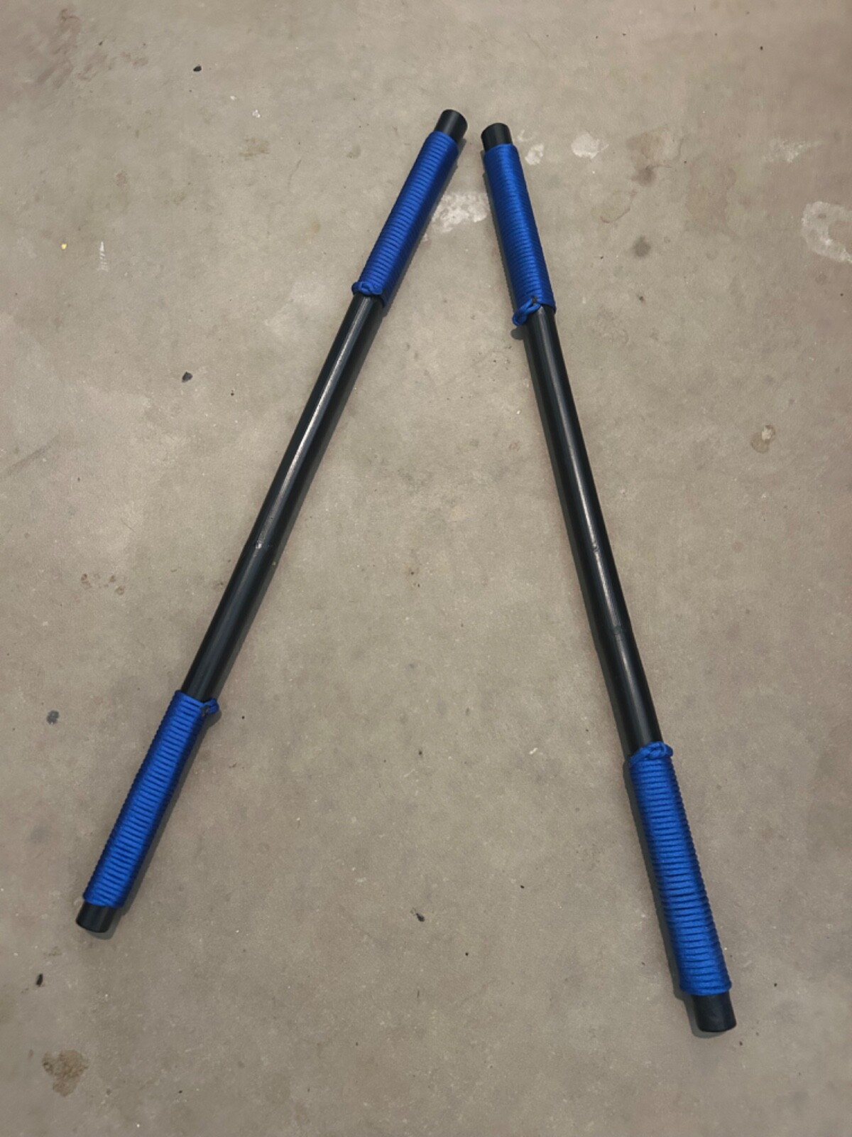 Pair Of Nightwing-inspired Escrima Sticks - Handmade - Rattan & Blue Paracord