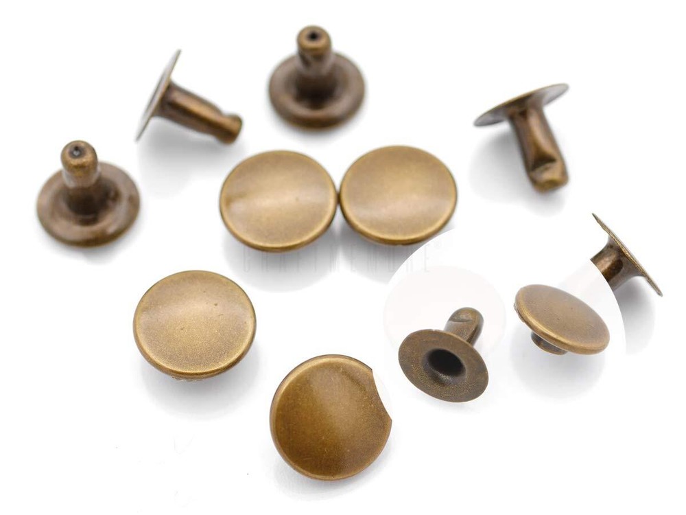 Flat Rivets Metal Single Cap Rivets Stud Round Cap Leather Craft Rivet Fasten...