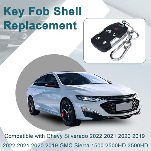Key Fob Shell, 5 Button Remote Key Case Key case & black keyring & key cover