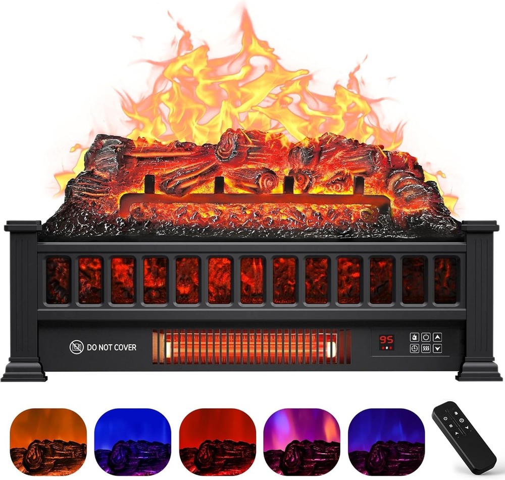 Electric Fireplace Logs Inserts Heater 20-Inch, Remote Controller Fireplace H...