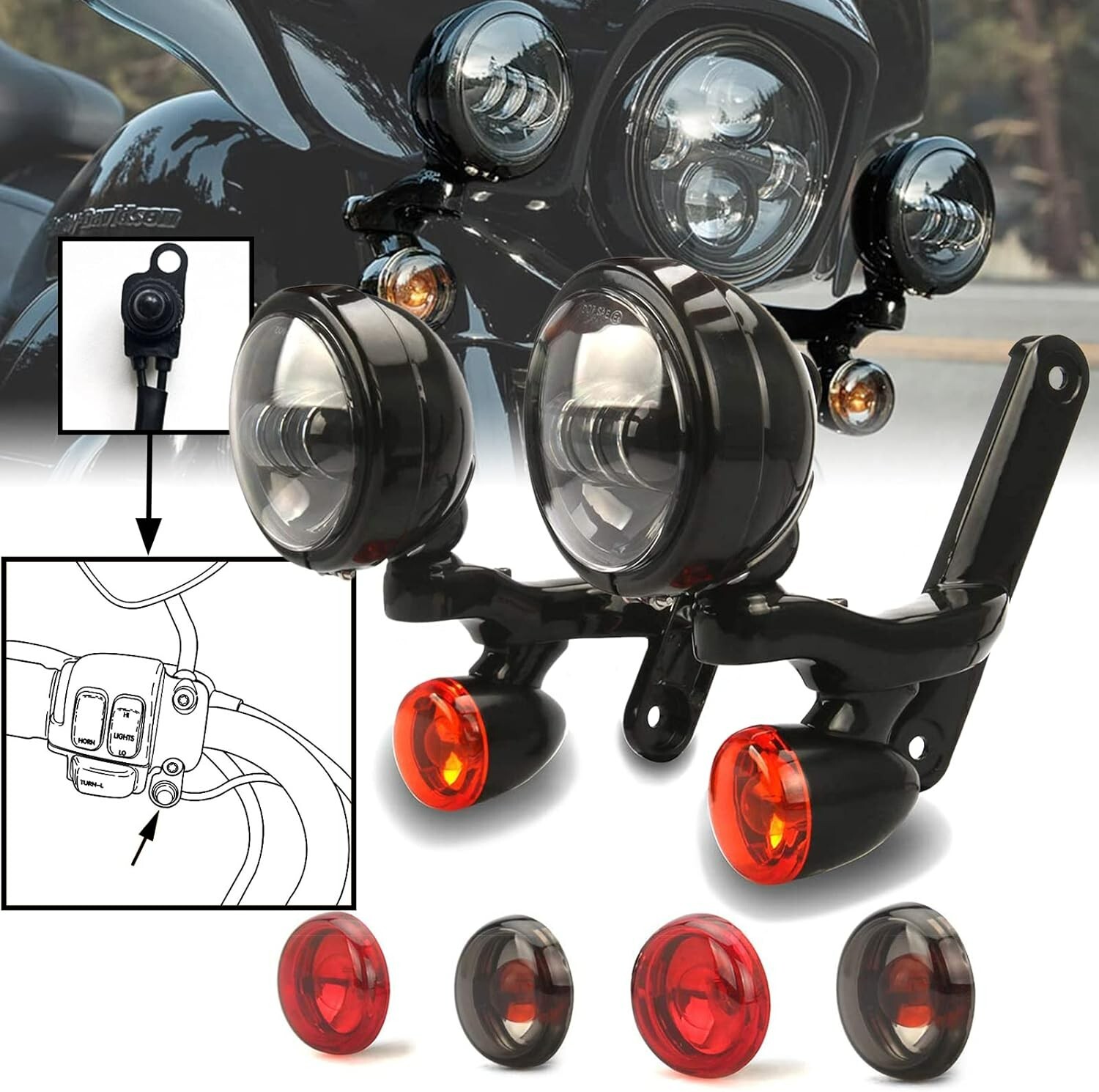 4.5'' Fog Passing LED Auxiliary Lighting custom dynamics lights for harley FLHX