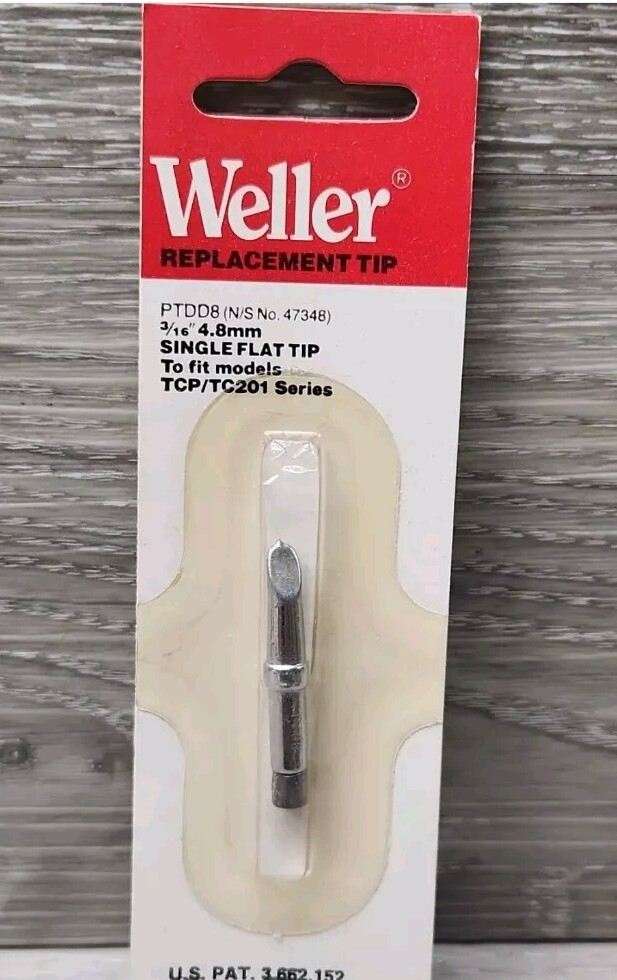 (1) 3/16" Weller Replacement Tip  PTDD8 Single Flat Tip Fits Models TCP/TC201