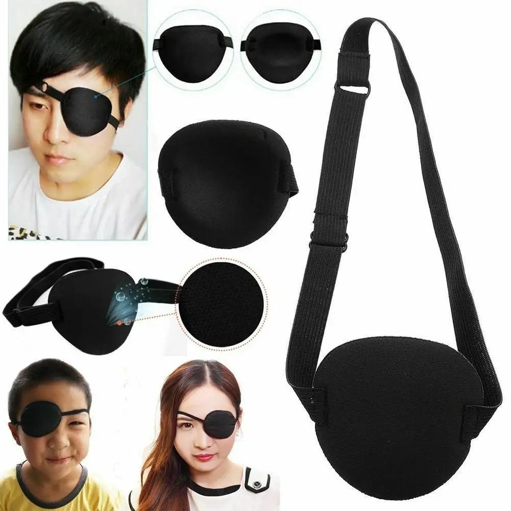 1/2PCS Eye Patch Groove Eye Shade Concave Washable Soft Adjustable Strap Black