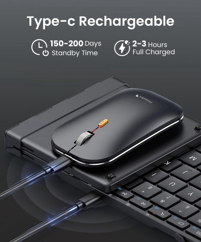 ProtoArc Foldable Keyboard and Mouse, XKM01 True Full-Size Folding