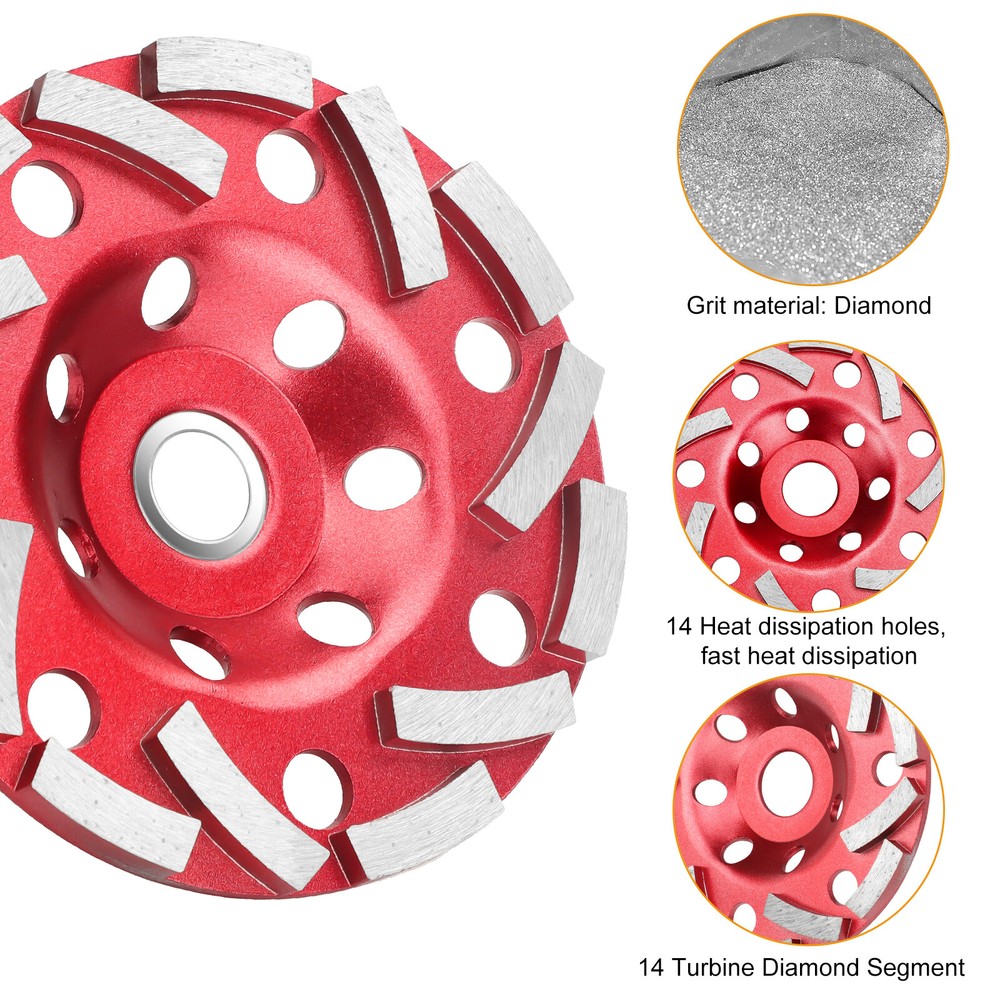 5" Diamond Grinding Cup Wheel Disc Two Row 14-Segment Grinder Concrete Granite