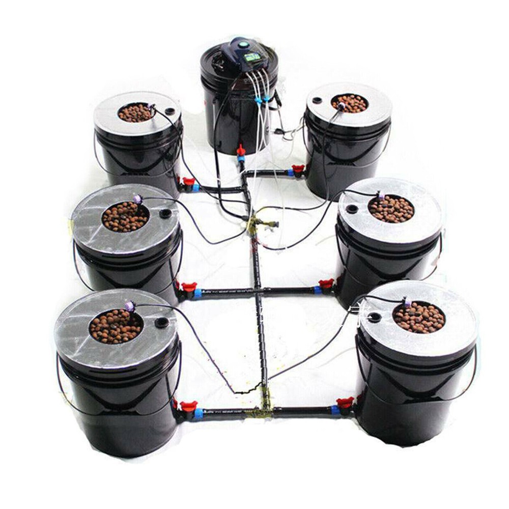 DWC 5 Gal 6 Bucket Hydroponics Growing System Recirculating Growing Set
