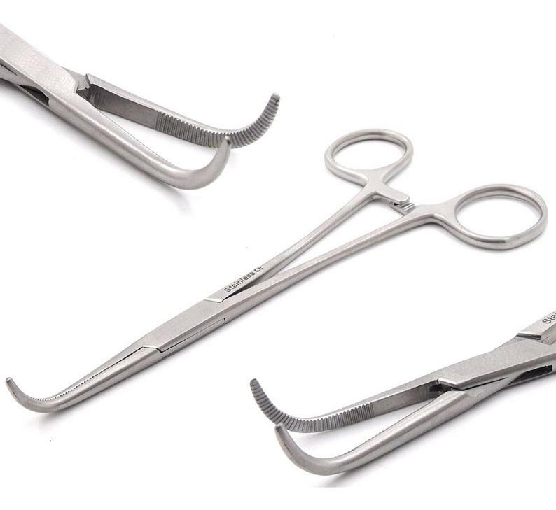 MIXTER Hemostatic Forceps 90 Degree Curved Surgical Veterinary Clamping Pliers