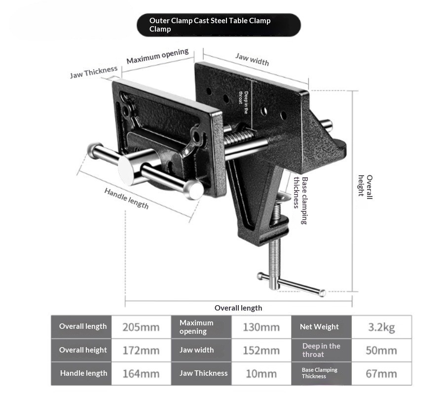 Quick-Action Clamp for Woodworking Bench Quick-Action Table Clamp Quick-Action