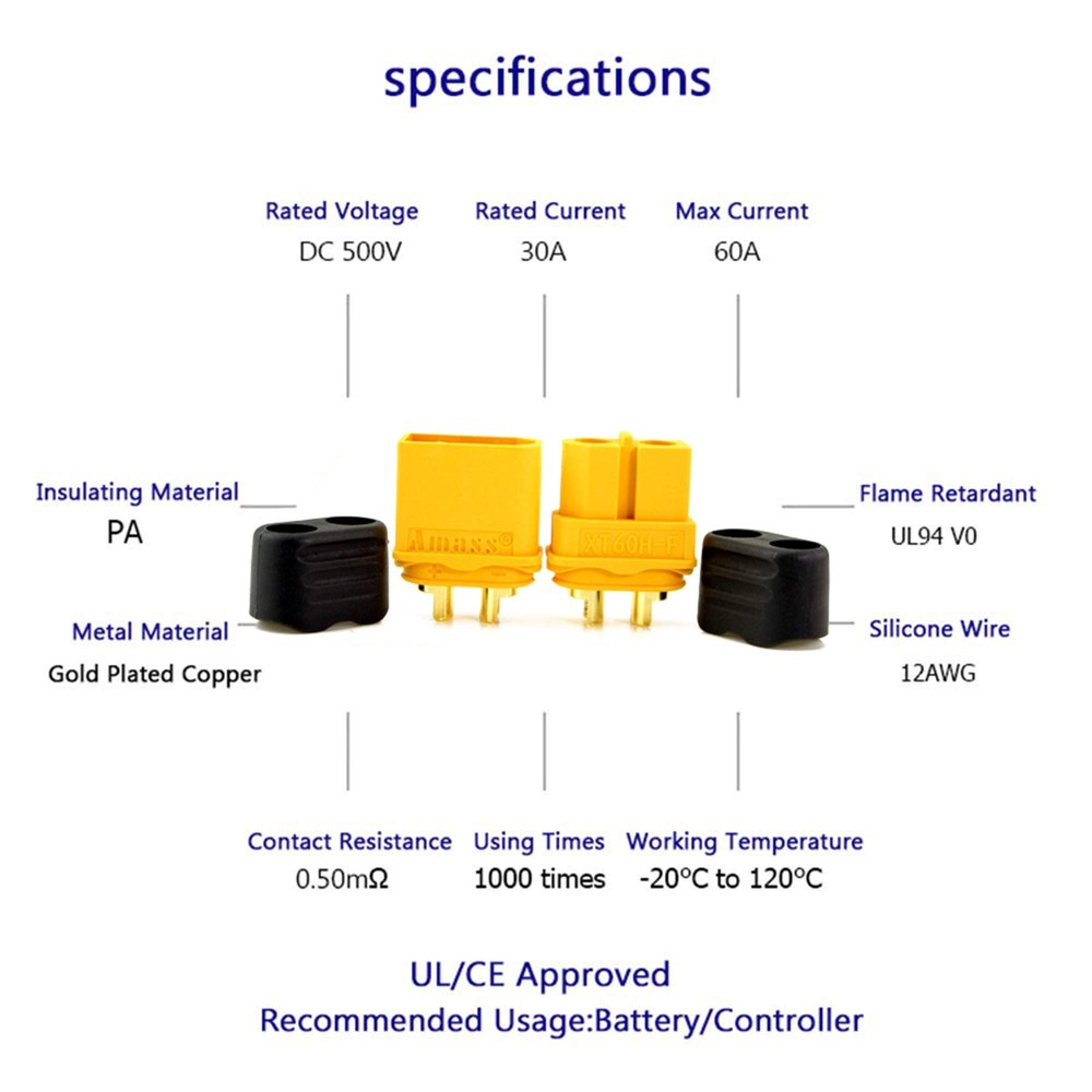 Amass 10 Pair XT60H Bullet Connector Plug