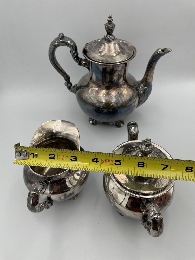 3pc Old English By Poole #5000 Silverplated Pitcher/Tea Service Creamer MCM