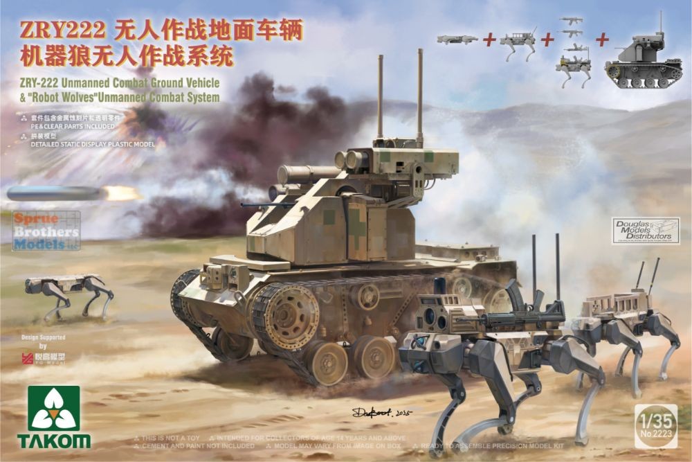 TAK02223 1:35 Takom ZRY222 Unmanned Combat Ground Vehicle & Robot Wolves