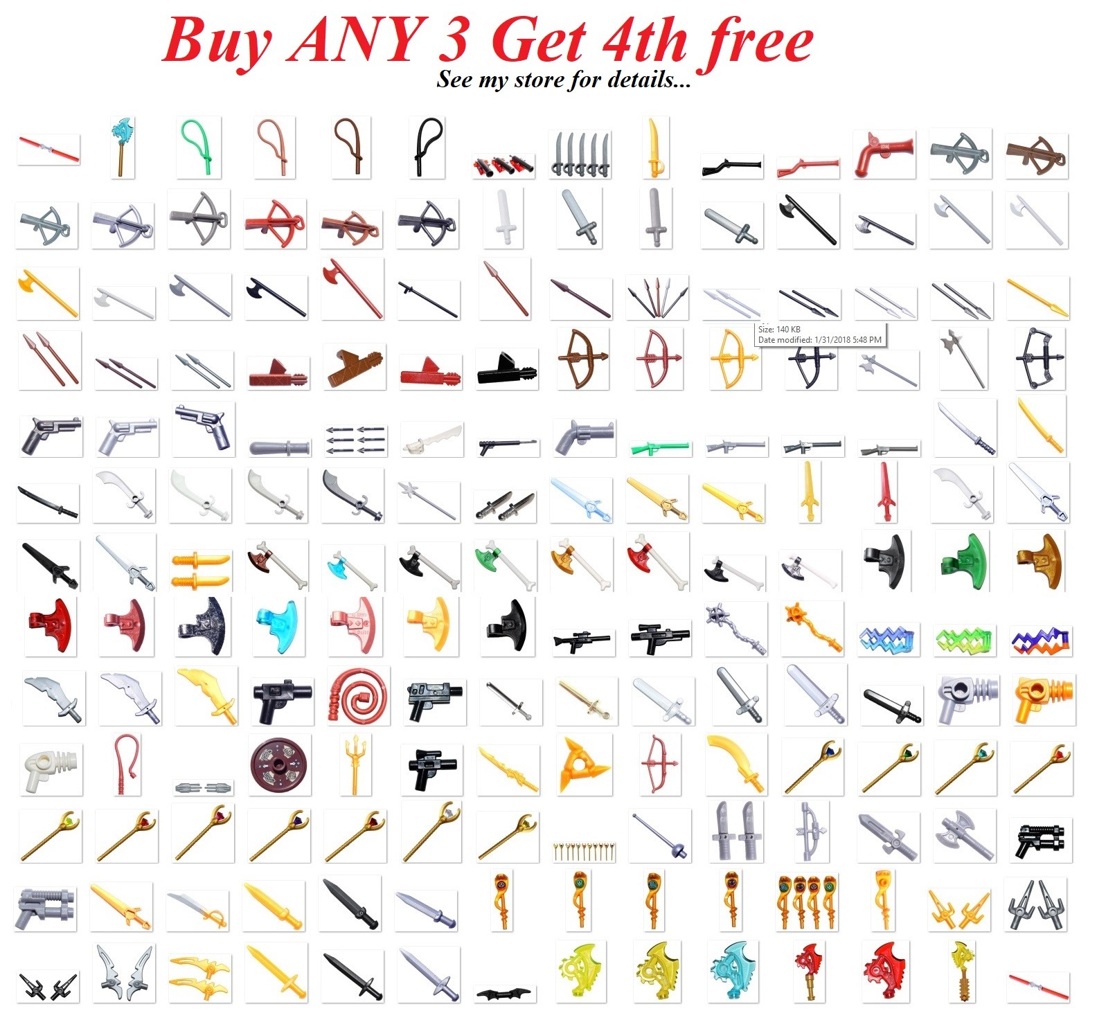 ☀️NEW! Lego PICK YOUR WEAPON Lot Swords Guns Axe Knife Knights Agents Ninjagos