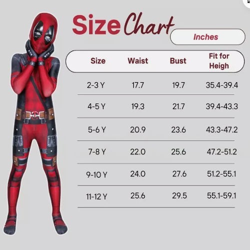 Kids Deadpool Costume Halloween Superhero Jumpsuit with Swords Gift Set