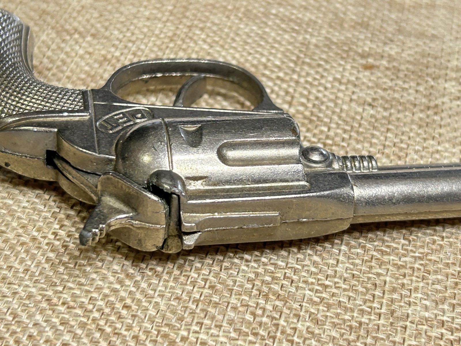 Vintage Hubley Pet Cap Gun Single Shot Mini Pistol 6" Western Cowboy Toy